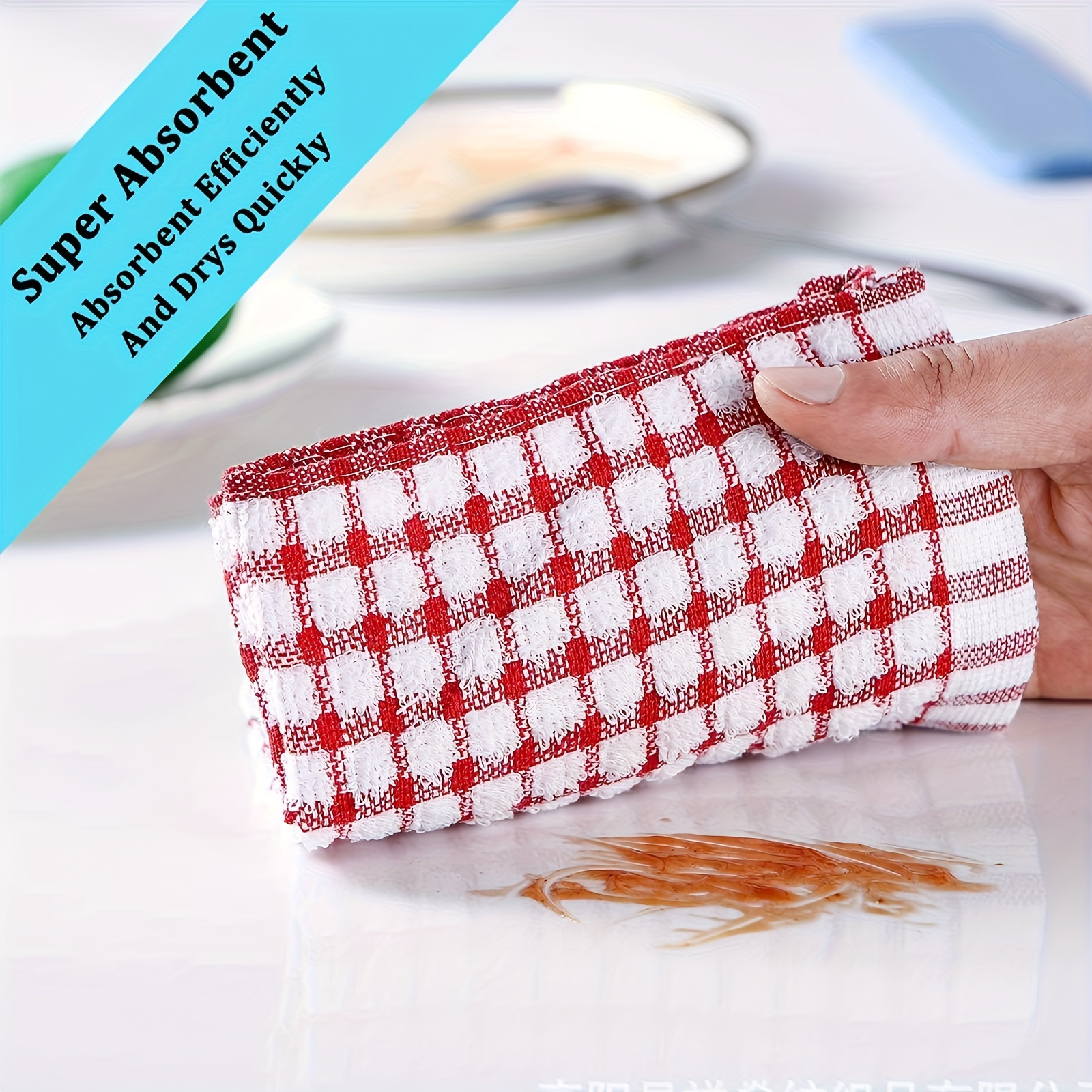 5pcs absorbent   dish towels reusable kitchen cleaning cloths versatile for bedroom living room bathroom details 7