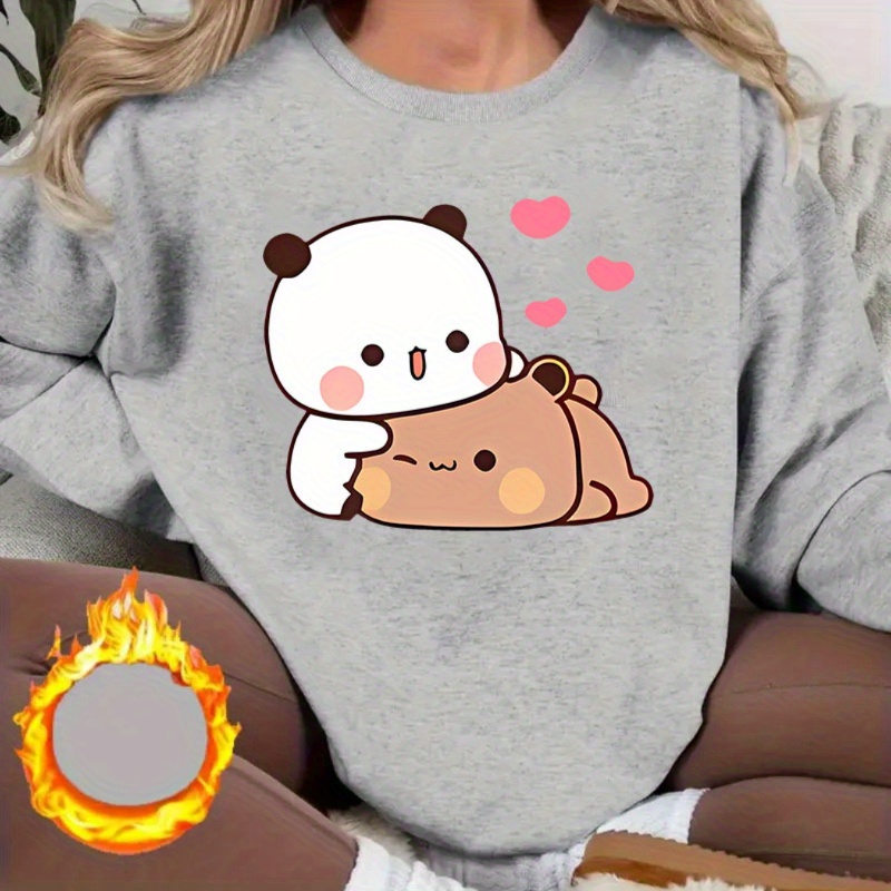 

Bear Pattern Sweatshirt For Women - Round Long Sleeve , Polyester , ,