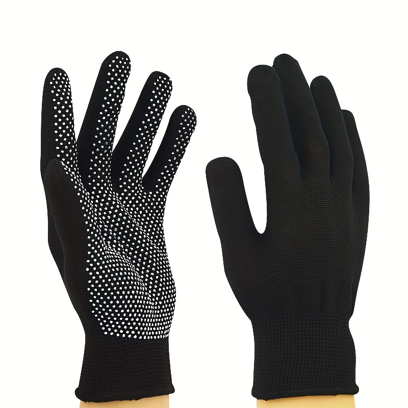 

Gants en polyester tissé à doigts complets avec prise antidérapante, protection solaire respirante pour le cyclisme en , fitness - Noir (1 paire)