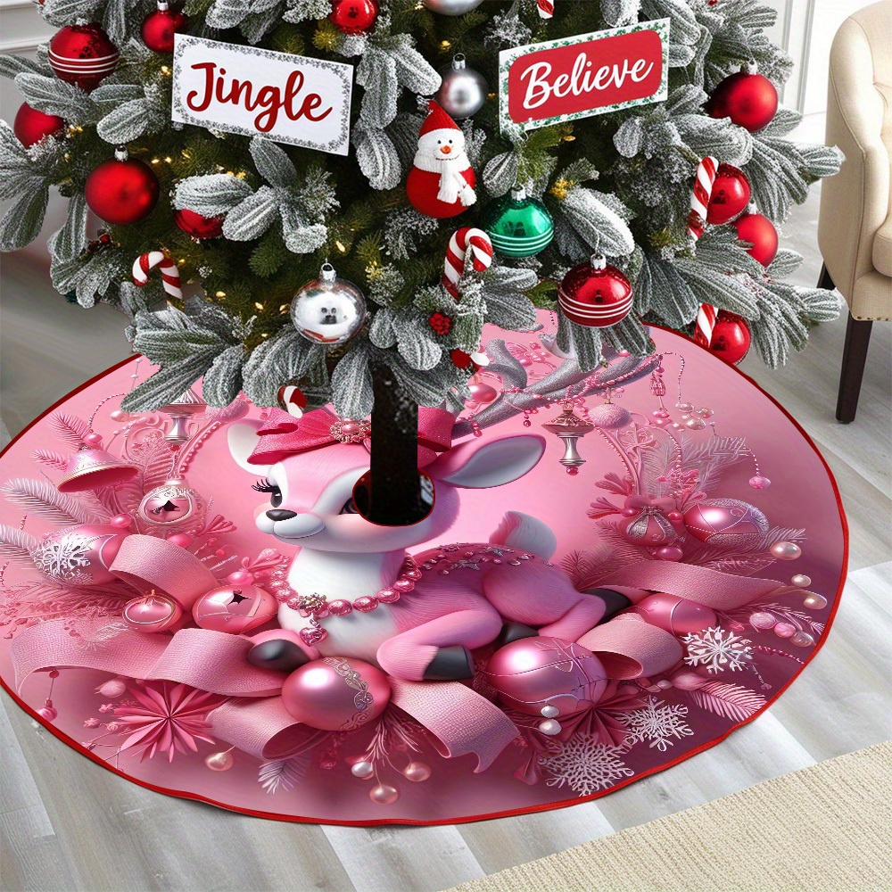 TEMU Skirt - Durable Polyester, Christmas, Halloween & Valentine', Christmas Tree Skirt