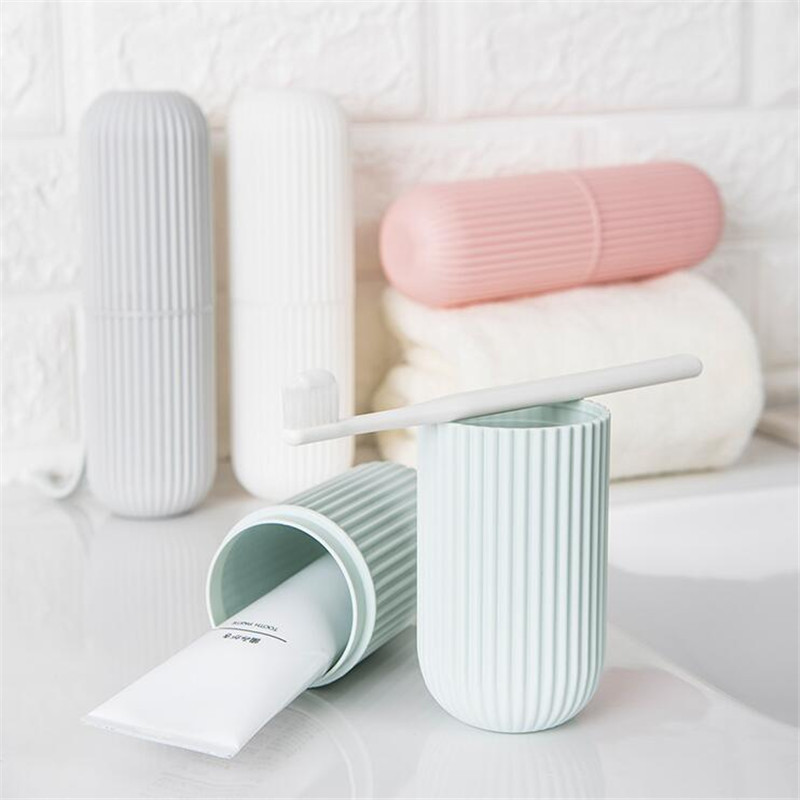 1pc   plastic multifunctional travel toothbrush holder portable toothbrush storage case with   cup no power needed ideal for     details 0