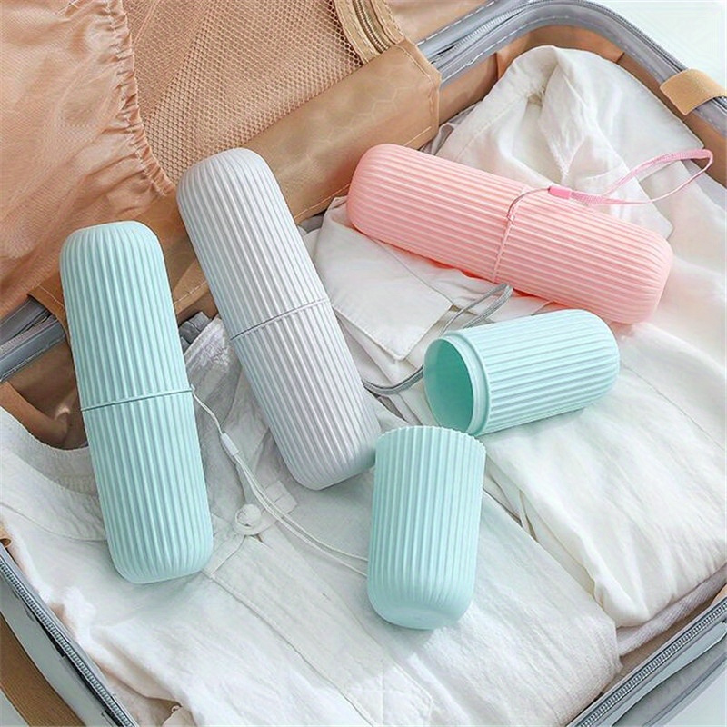 1pc   plastic multifunctional travel toothbrush holder portable toothbrush storage case with   cup no power needed ideal for     details 2