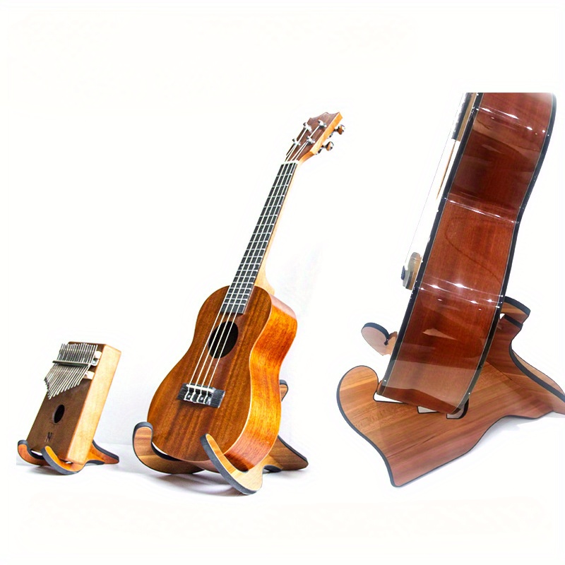 

1pc Universal Mini Wooden Guitar Stand, Polished Light , Bracket Shelf Design For Ukulele, Kalimba, Kabelein, And Small Porcelain Tea Display - Portable And