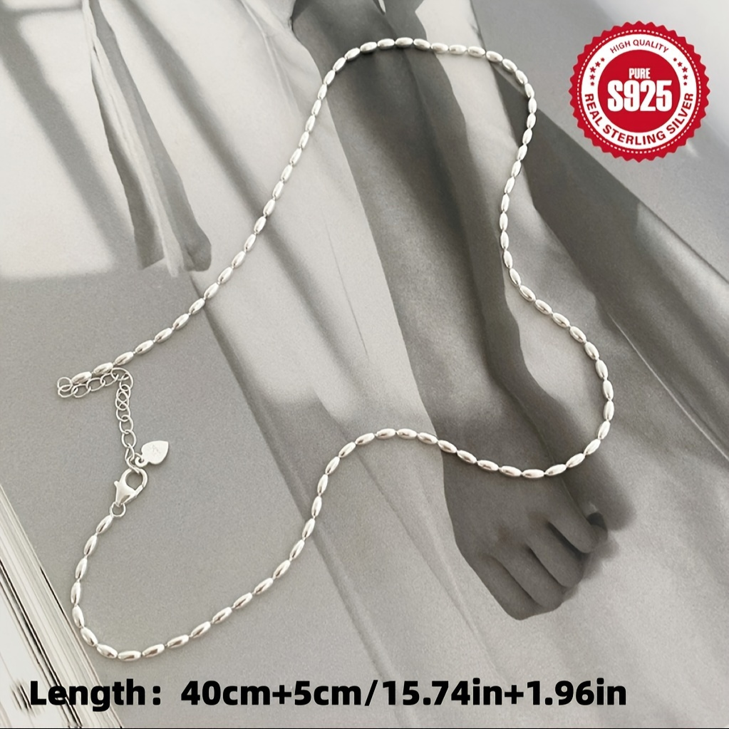 

Luxurious 925 Sterling Shape Beads Necklace For Women - Minimalist Chic Chain Design, Hypoallergenic, Nickel-free, , , And Stylish Silver Color Neck Accessories For Casual Attire