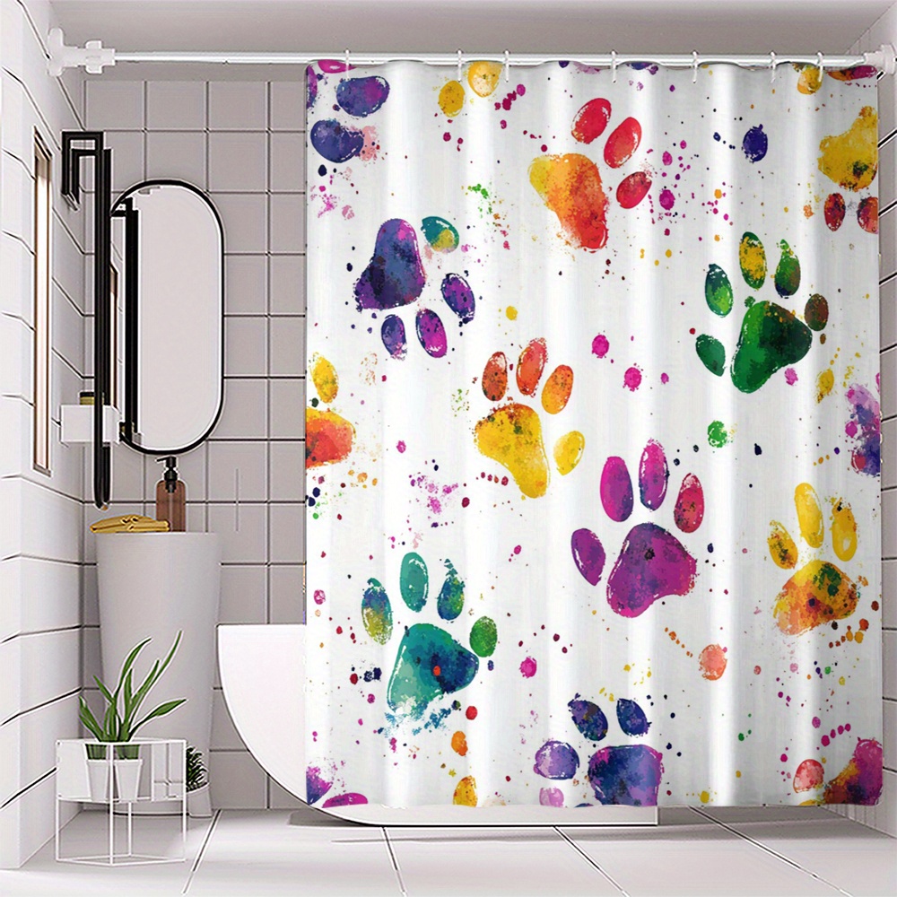 

Dog Paw Shower Curtain - , Washable Bathroom Decor Included