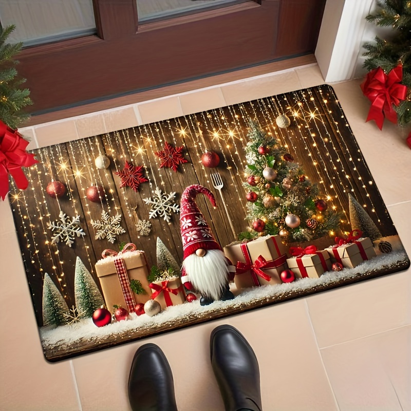 

Christmas & Santa Claus Doormat - Living Room, Kitchen, Bedroom, Bathroom, Laundry - Machine Washable Polyester Holiday Decor, Christmas Decor, Best For Christmas