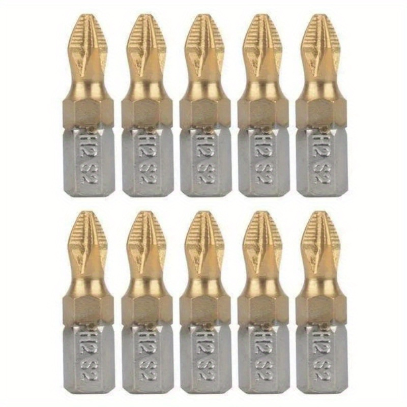 Image of Set Of 10pcs Of 25mm 1/4 Inch Threaded Shank Ph2 Magnetic Screwdriver Bits - Strength And For Your -yourself Tasks!