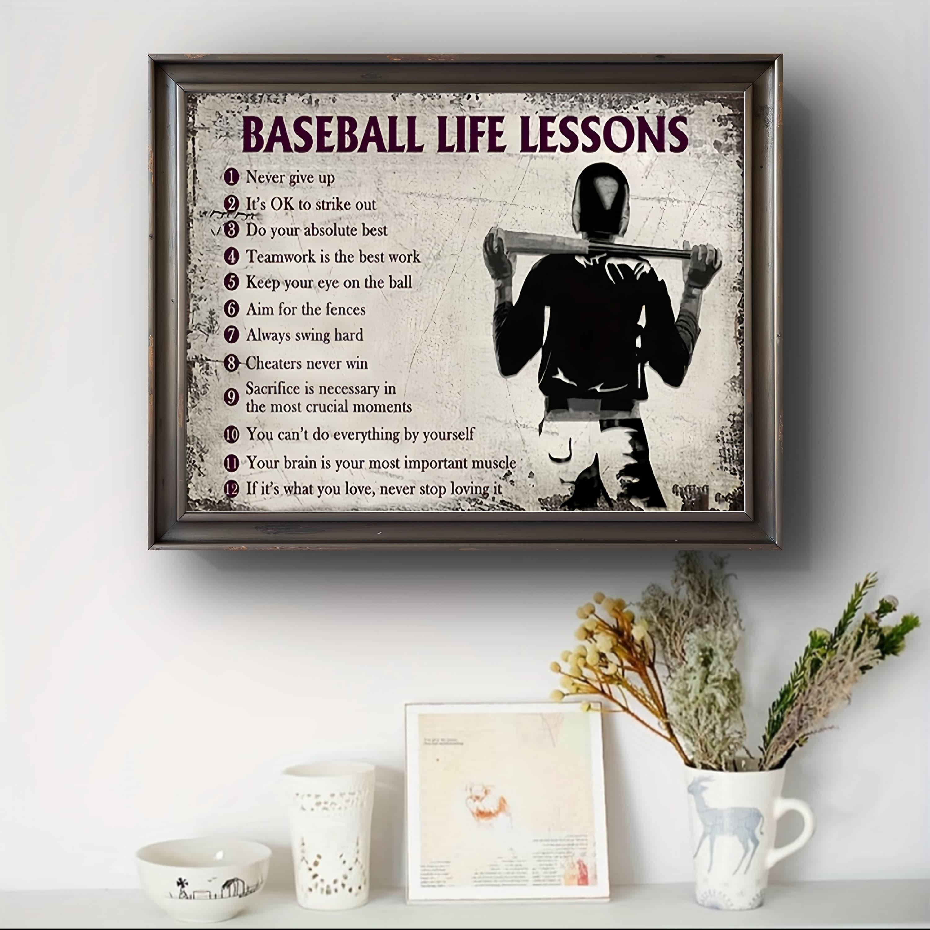 TEMU 2d Flat, 2d Flat, 2d Baseball Canvas Art Print, 12x16 Inches, Inspirational Wall Decor For Living Room, Bedroom, Home Office, Unframed Sports