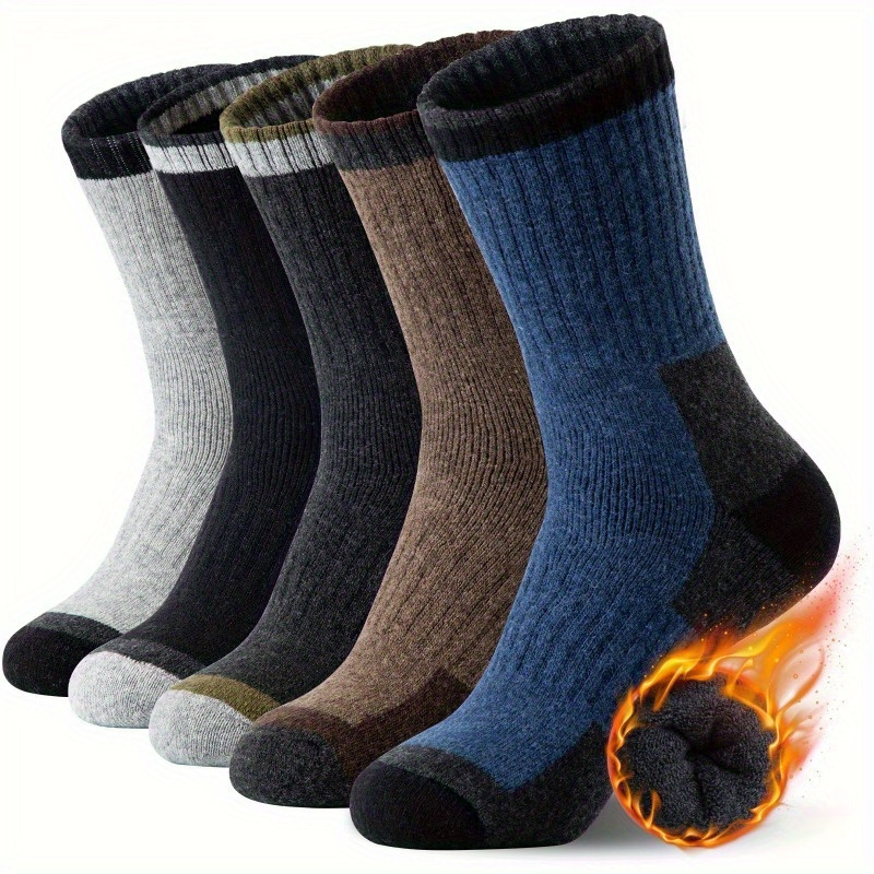 

Men's Plush Winter Socks, Warm Mid-tube Polyester Nylon , Solid Color - 1 Pair In Random Colors