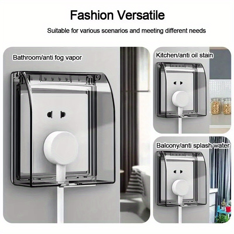 

86 Type Self-adhesive Wall Socket Cover, Waterproof Plastic Electric Plug Protection Box, Polyester 100% , No Electricity Needed, Suitable For Bathroom, Kitchen, Balcony Use