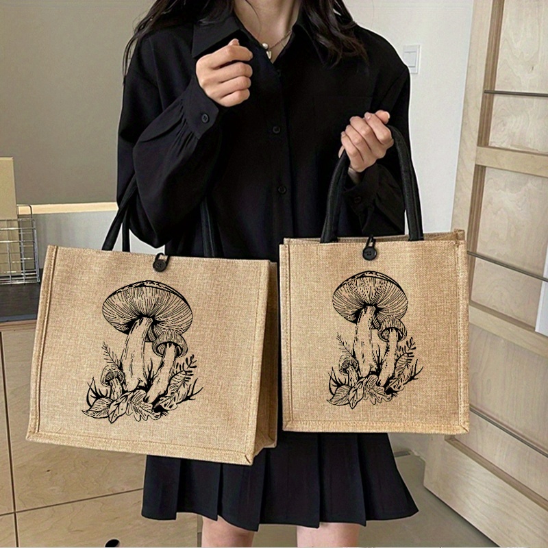 pezzi/set borse in tessuto lino stampa a fungo Temu Italy