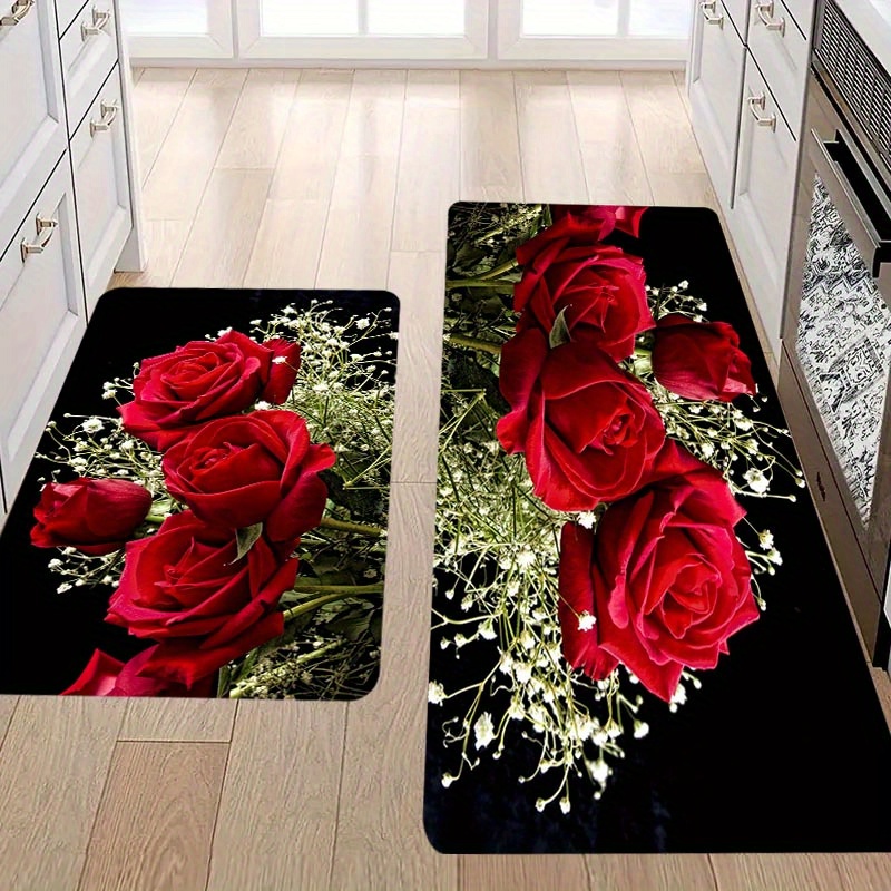 

1pc, Kitchen Mat, 1.1cm , Non-slip, , Stain-resistant, Polyester, Machine Washable, For Kitchen, Living Room, Porch, Balcony, Home Decor