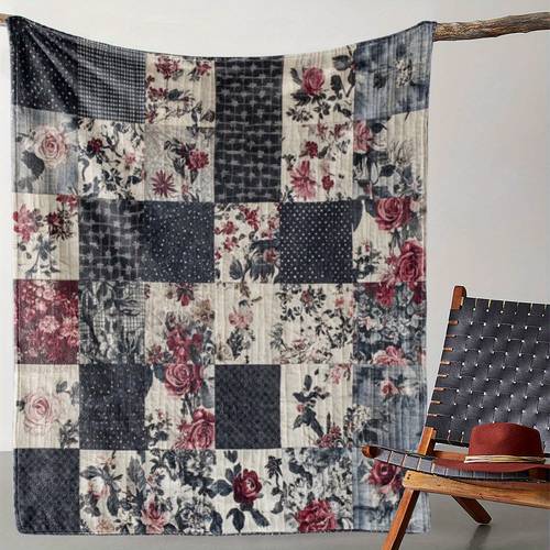 item picture cozy vintage floral flannel throw blanket soft warm versatile for couch bed car office camping gift idea