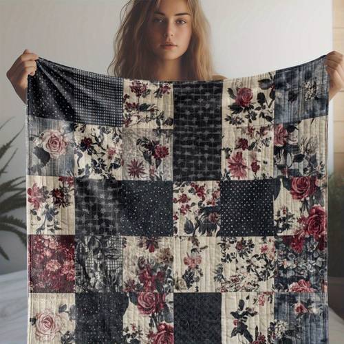 item picture cozy vintage floral flannel throw blanket soft warm versatile for couch bed car office camping gift idea