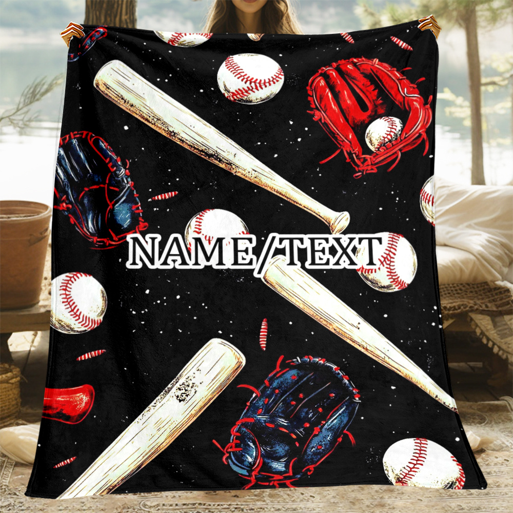 

Comfort, Custom Baseball-themed Flannel Throw Blanket - Personalized Name, Soft & For Couch, Bed, Travel - Machine Washable, Gift For Sports Fans