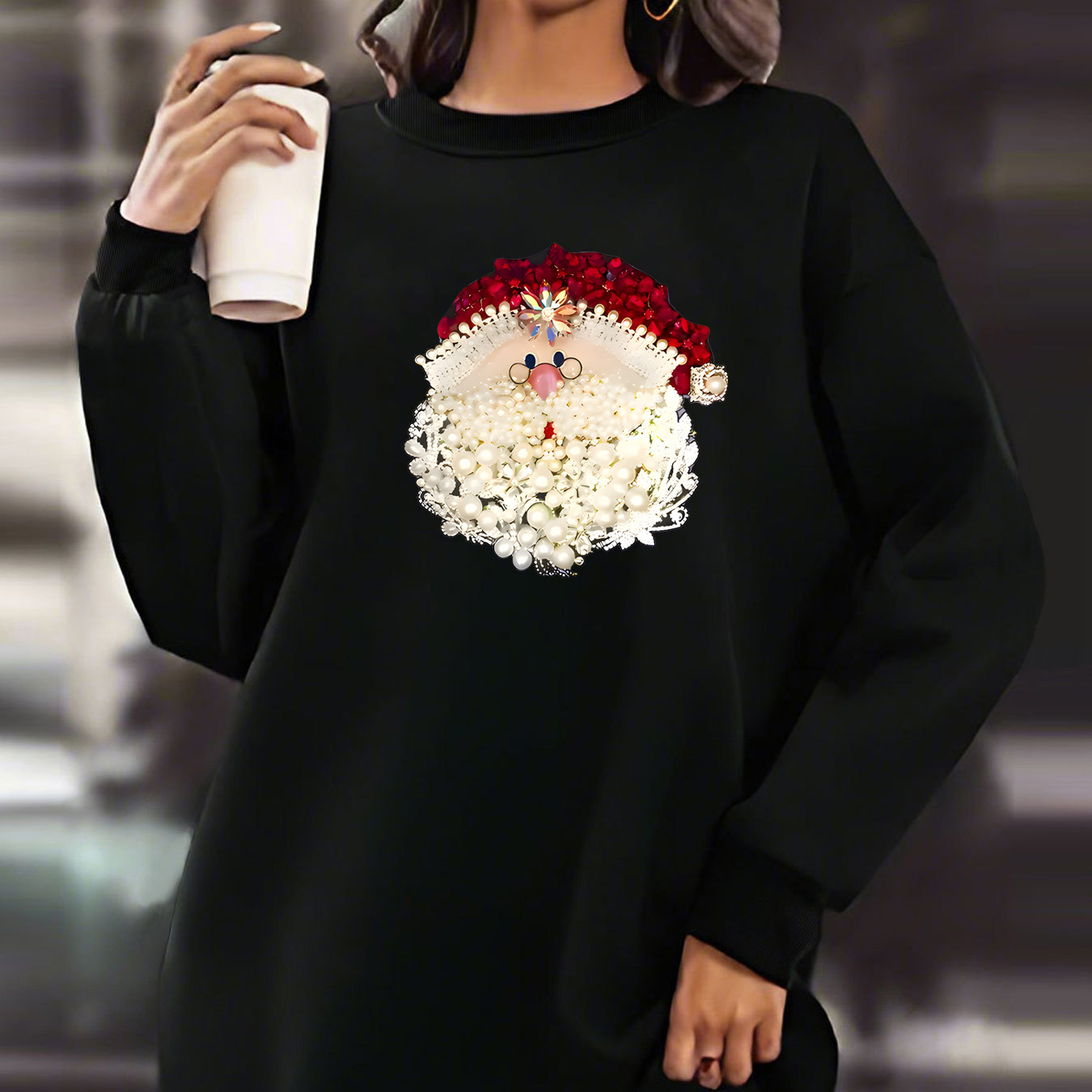 

Women's Christmas Sweatshirt - Polyester , Straight Fit, Round , All-