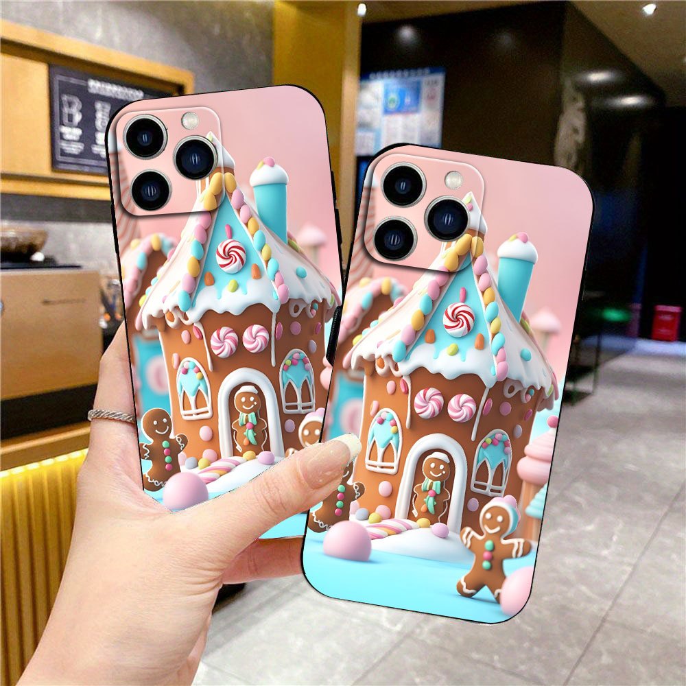 

Christmas Creative Black Phone Case Stain Resistant And Lens Shockproof Phone Case Protection Phone Case Black Phone Accessories For Iphone11/12/13/14/15/16/pro Max Or Case Gift