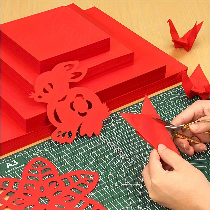 

50 , A4 Double- Xuan, Chinese , , For Diy, Art & Sewing , -cutting , Red Copy For