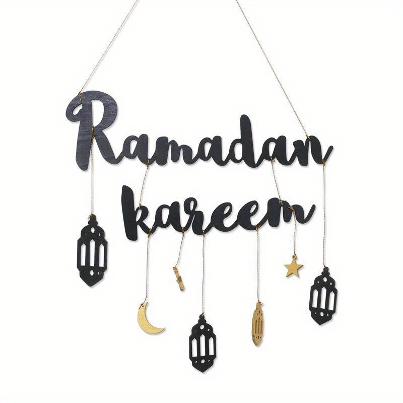 

1pc Hanging Wooden , Decor, , , And Pendants, For Eid , Wood Pendant Decoration