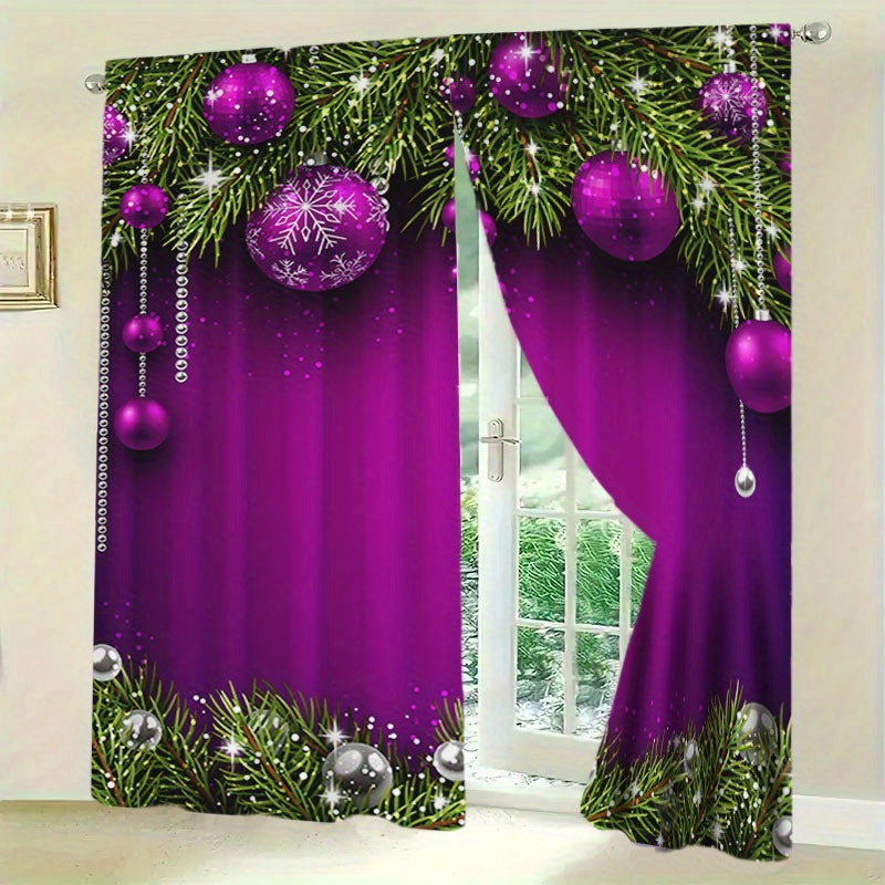 

2pcs Christmas Doorway Curtains And , Purple Polyester - Panels, , Rod Hanging For , , - Christmas