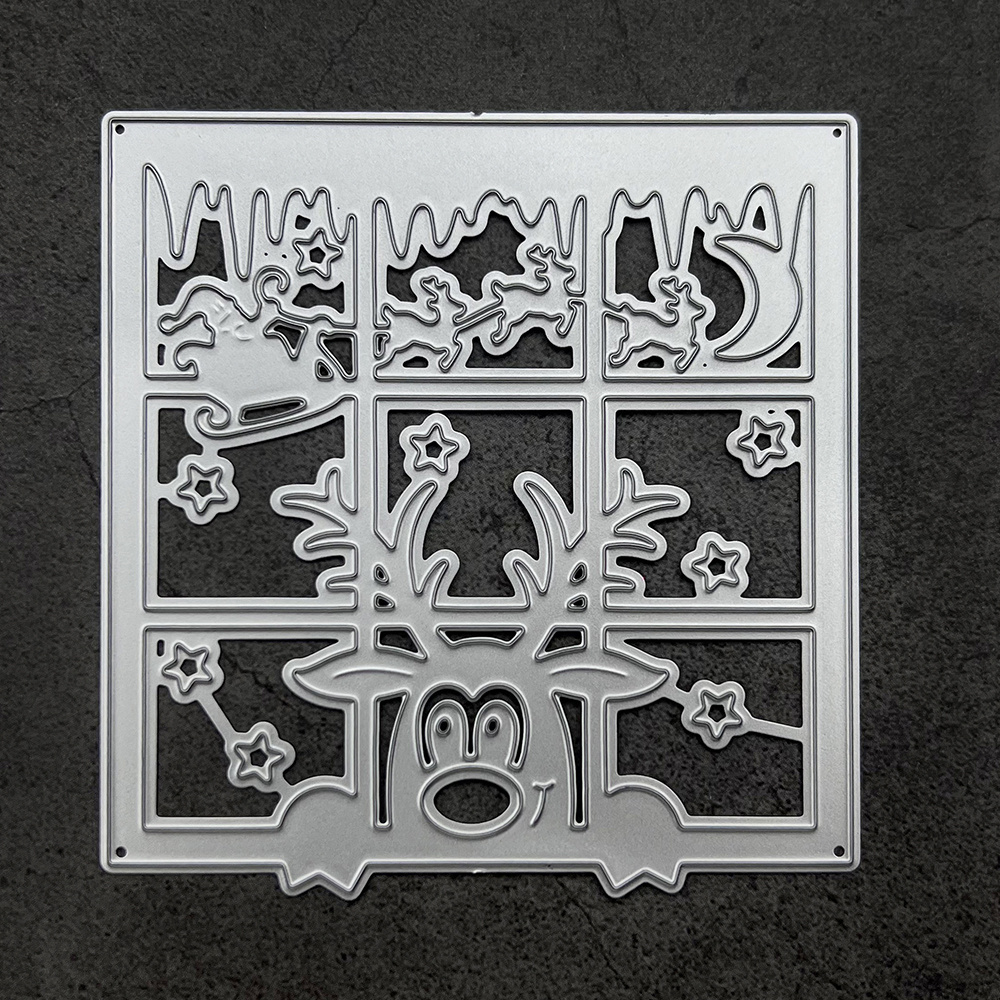 Image of 1pc Christmas Window Reindeer Metal Cutting Die, Window Deer Cutting Dies For Embossing Stencils, Ideal For Crafts, Card Making, Photo Decoration, And Scrapbooking
