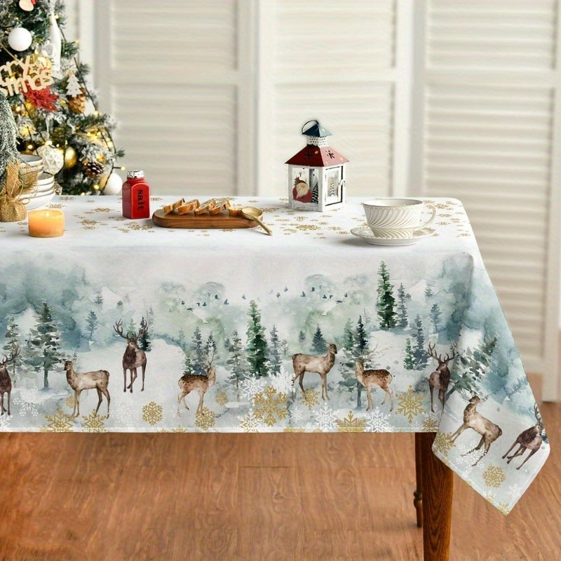 

1pc Christmas Tablecloth, & Pattern, , Rectangular, Non-woven, -, Filled, Kitchen & Dining Decor For , ,