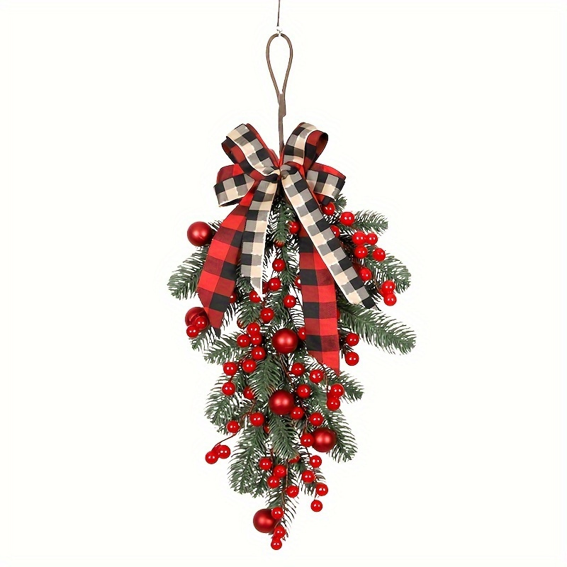 TEMU 23.6 Festive Christmas Berry Wreath - Artificial Wall Hanging For Home & Front Door, Ideal For Holiday Parties & Weddings