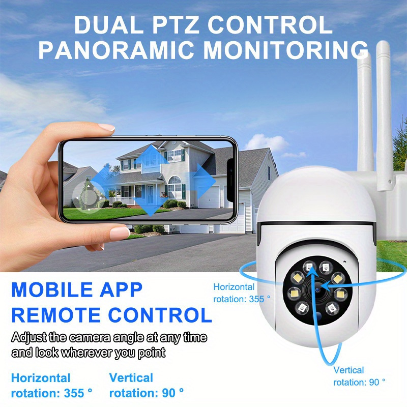   Беспроводная камера безопасности 3mp, Wi-Fi 2,4 ГГц, для внутреннего и наружного наблюдения с автоматическим отслеживанием, сигнализацией, ночным видением, прожектором, ИИ-движением, горизонтальным вращением 355°, вертикальным 90°, двусторонней голосовой связью, USB-питанием, материал ABS, совместима со смартфонами, для возрастной группы 14+, детали 3