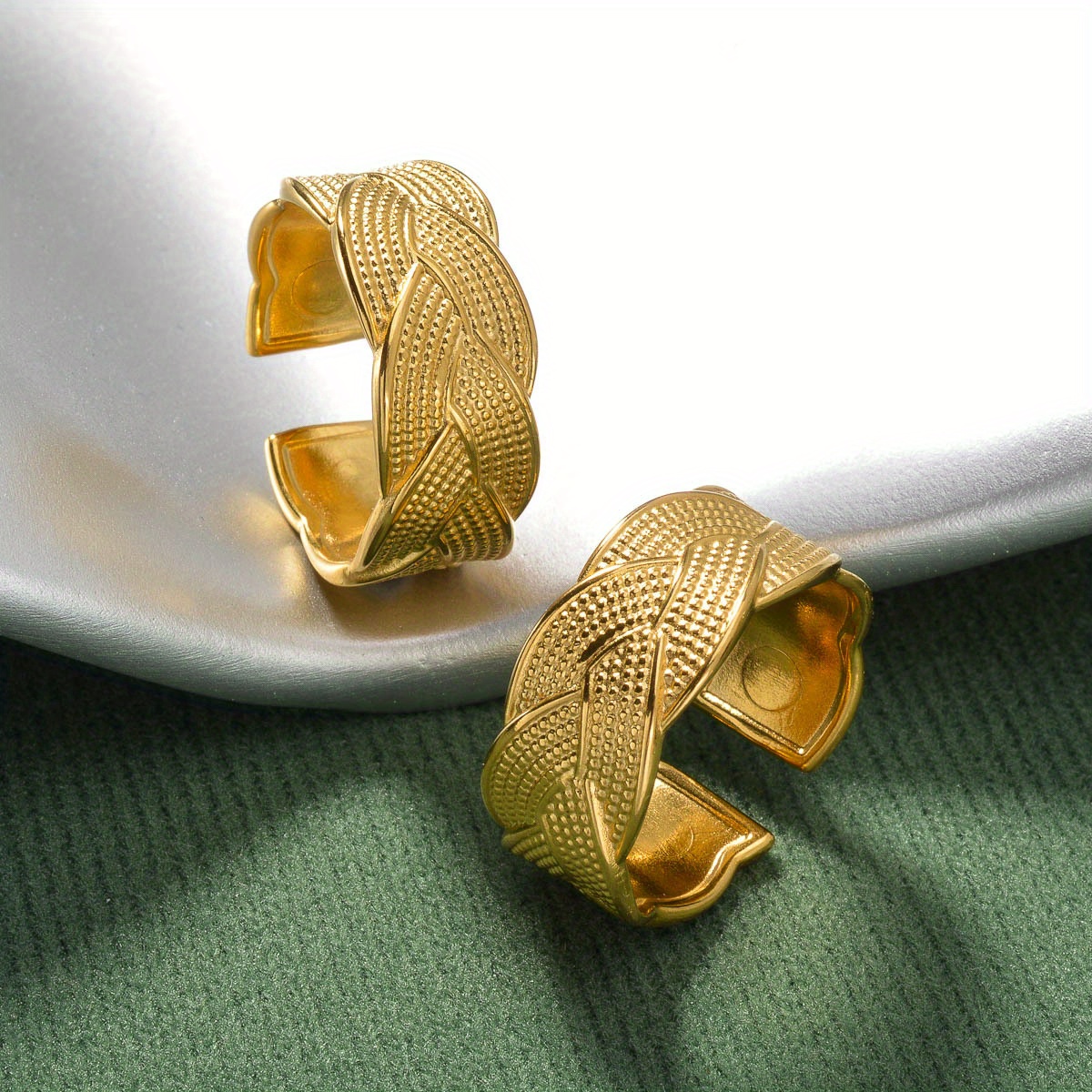 Vintage Braided Stainless Steel Ring for Women