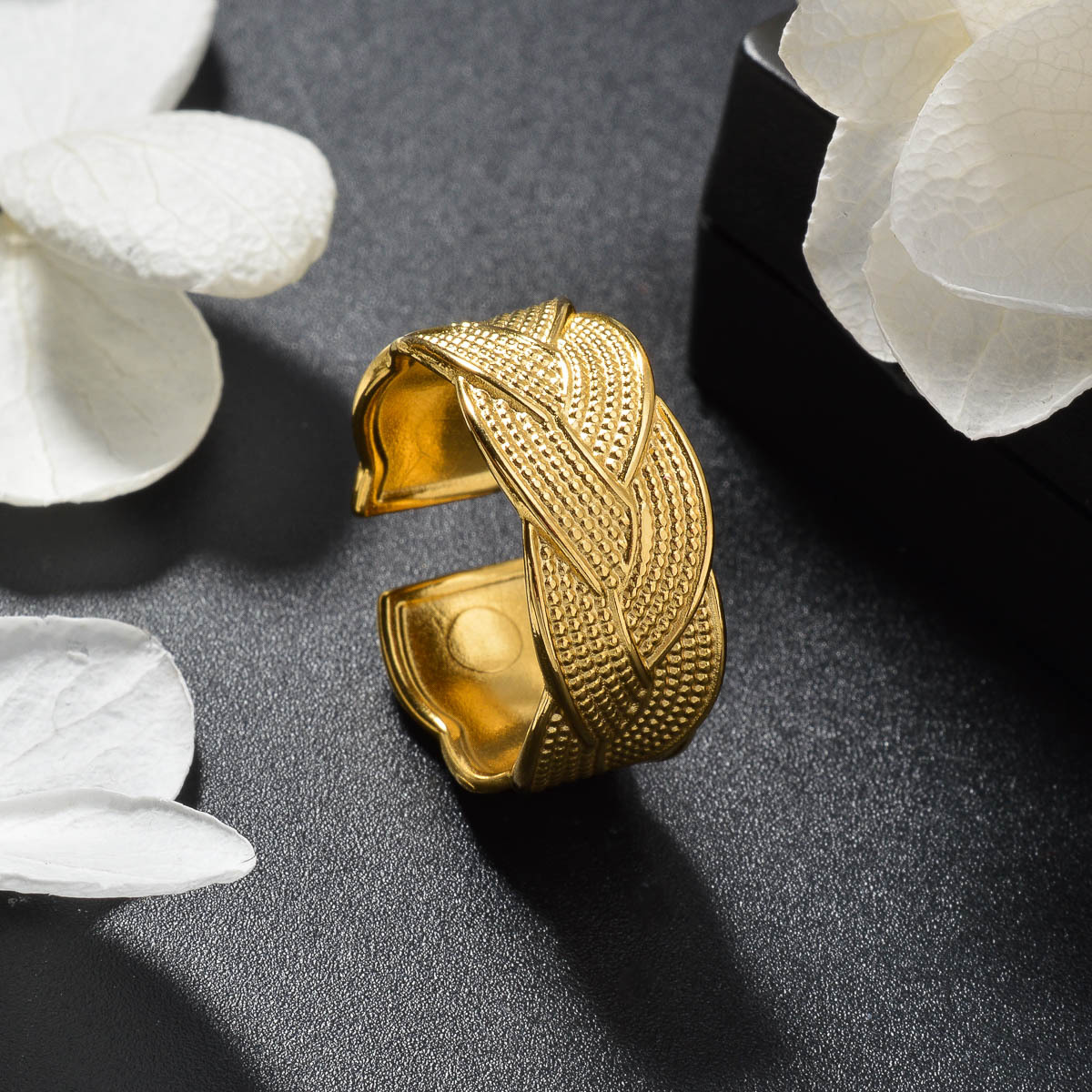 Vintage Braided Stainless Steel Ring for Women