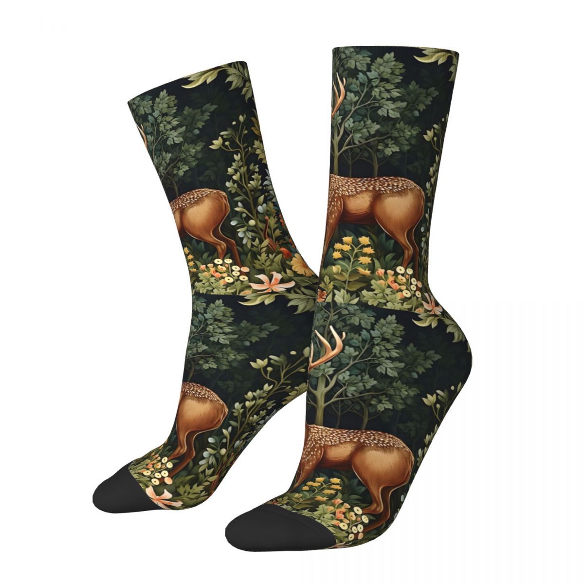 TEMU Vintage Forest Deer Unisex Winter Socks Hip Hop Street Style Crazy Sock