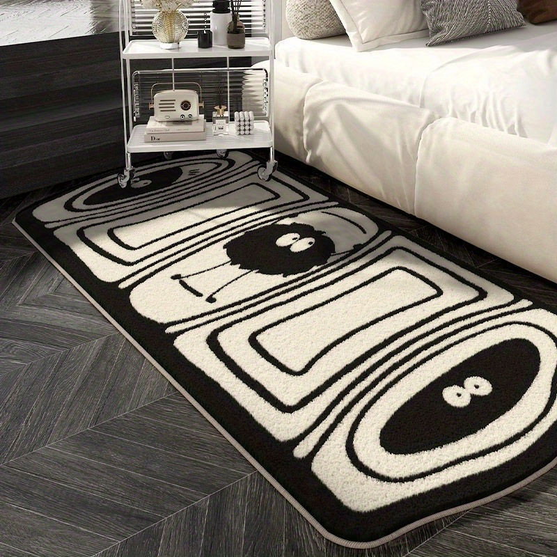 

1pc Cartoon Ball Design Area Rug, Polyester Non-slip Bedroom Bedside Carpet, Hand Wash Only, Cashmere Floor Mat