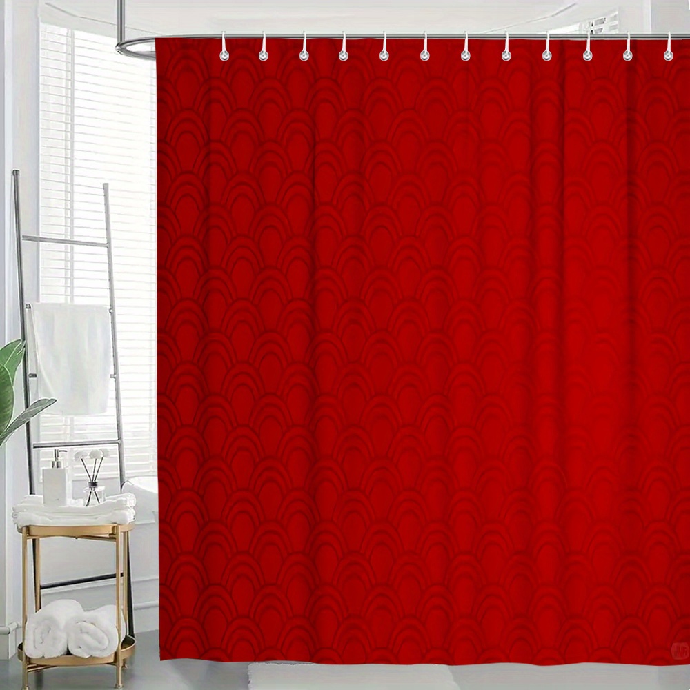 

1pc Red & Bathroom , Polyester , Bath Divider For Tub Decor, , -universal Bath