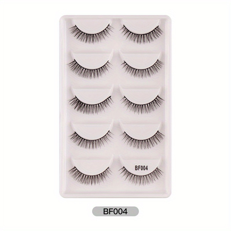 5 Pairs Natural Short False Eyelashes-thick Curly Reusable Synthetic Fiber Suitable For Beginners