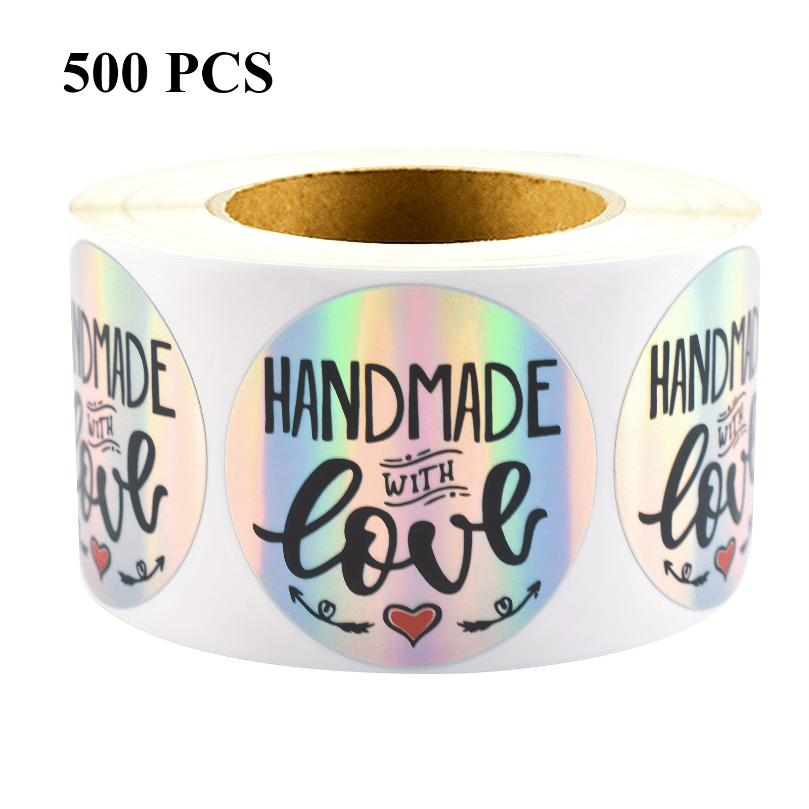 Image of 500pcs Stickers - 1.5 Inch Holographic Foil Decorative Adhesive Labels For Gifts, Baking, Business Packaging, Party Favors, Envelope Seals - Paper Material Craft Tags