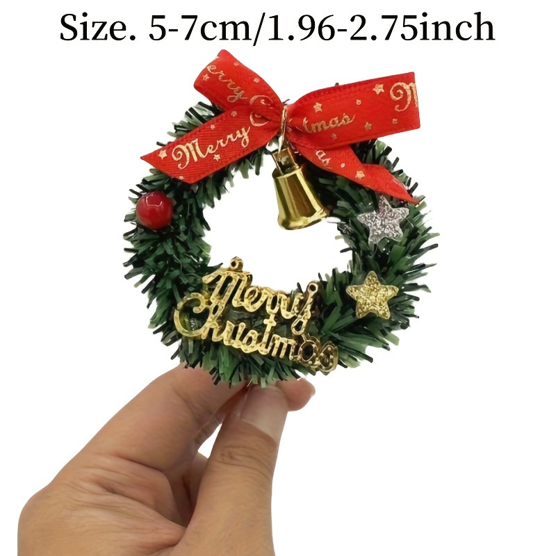 6pcs Mini Christmas Wreath Set With Bells, Bows & Rattan - Home, Office, Yard & Theme Party Decor, Christmas Decor