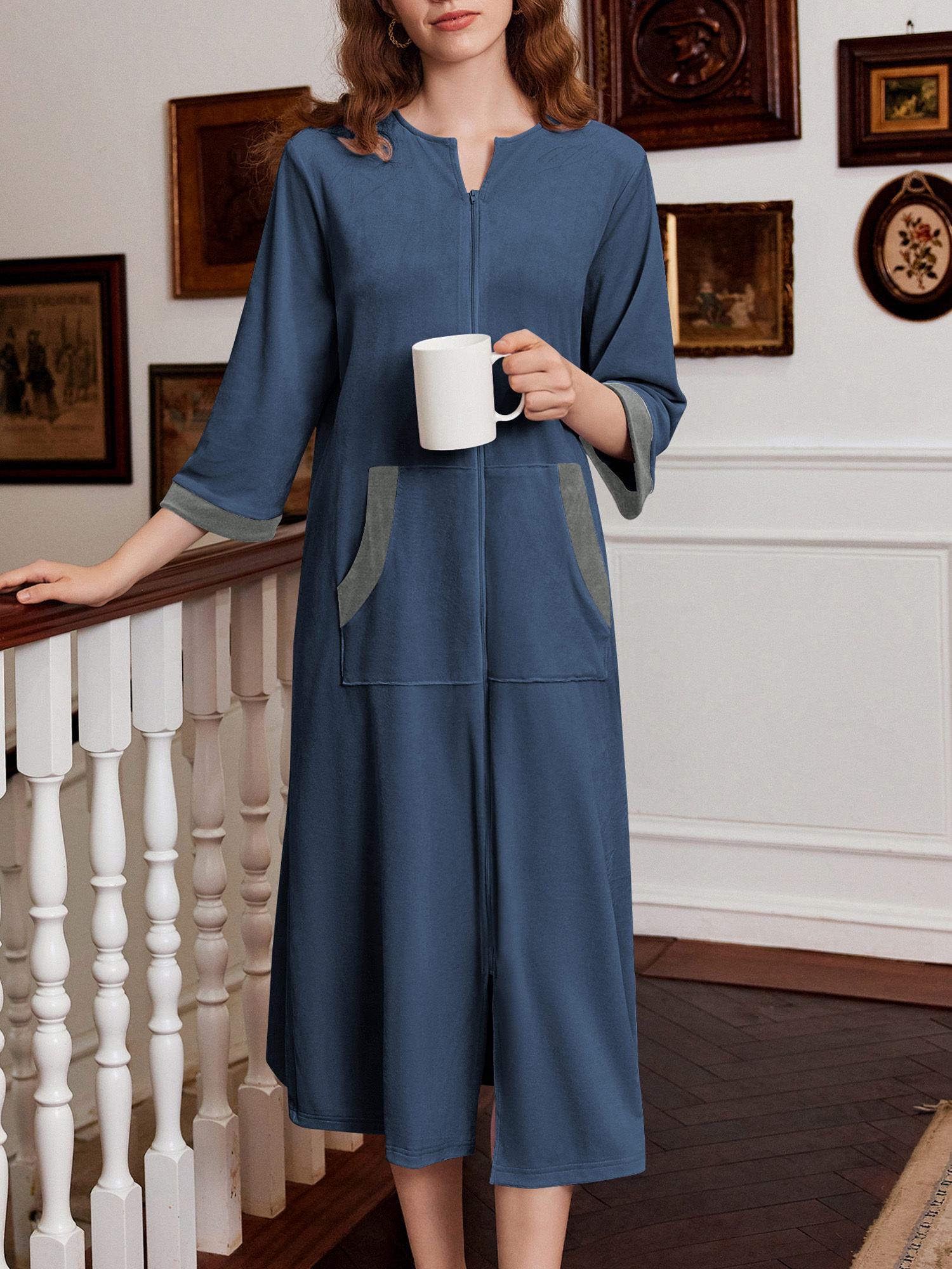 chinese dress ladies JEFFRICO House Dresses for Women with Pockets - Lightweight Breathable  Short Sleeve Muumuu & Nightgowns