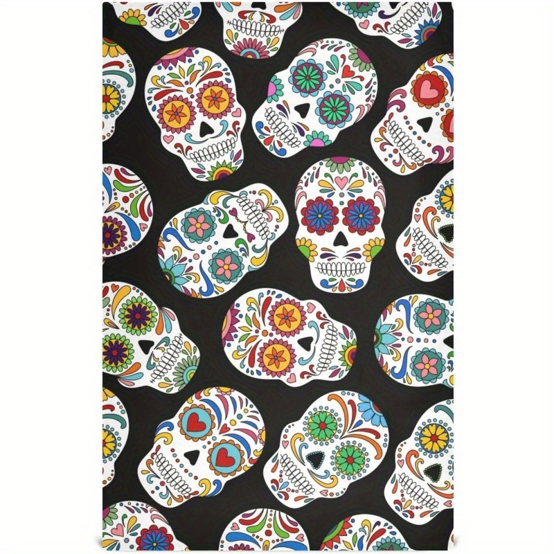 

Contemporary Sugar Pattern Dish Towels - Quick Dry, Super Soft Polyester Kitchen Towels, Machine Washable, 18x26 Inches - Set Of Multiples For Halloween, , And Home Decor