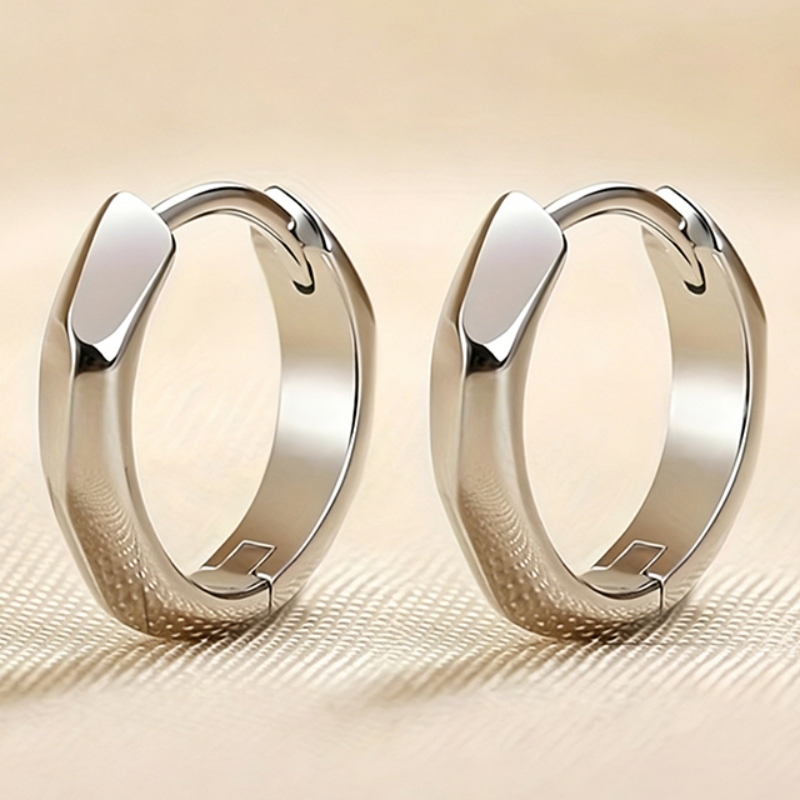 TEMU Easy Silvery Hoop Earrings Elegant Women's Circle Earrings For Daily Party And Holiday Minimalist Additions