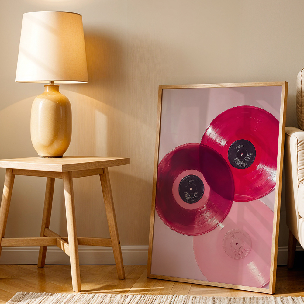 TEMU Affiches de disques vinyles minimalistes 2D, décor mural plat 2D, sur toile de musique colorée, impression d'art sur toile rétro pour salon,