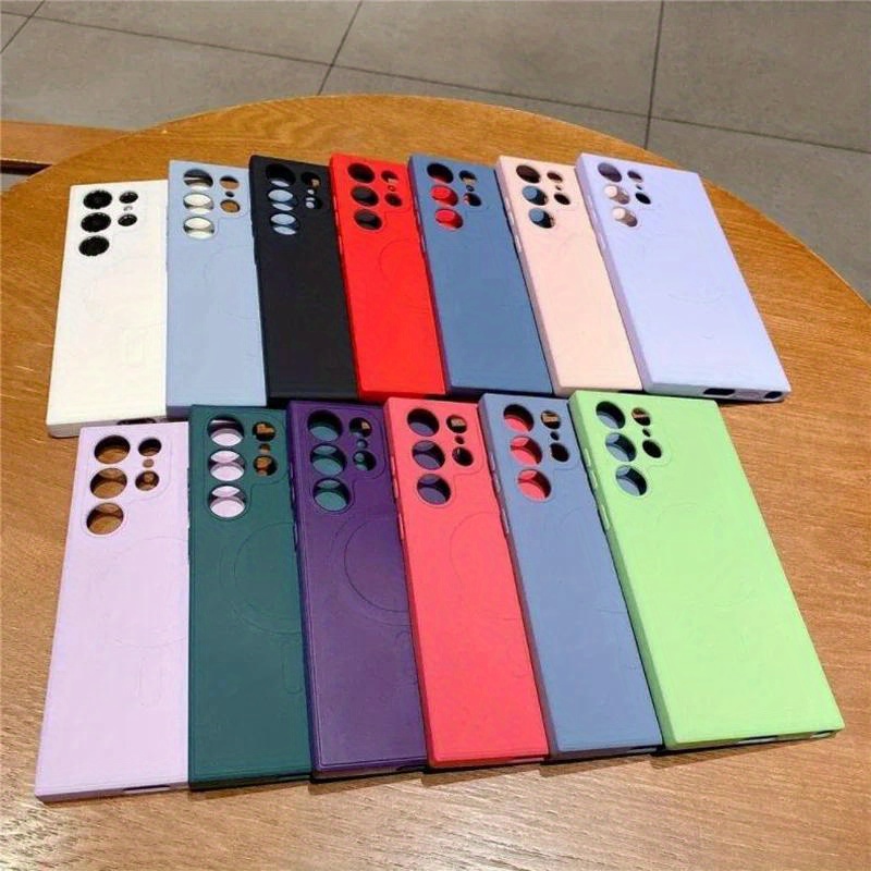 Phone Case - Liquid Silicone Magnetic Phone Case for Samsung Galaxy S25 S24 S23 S22 Ultra Plus A56 A55 A36 A16 A15 A35 Soft Matte Shockproof Shell Wireless Charging Protective Cover with Short Rope Wristband