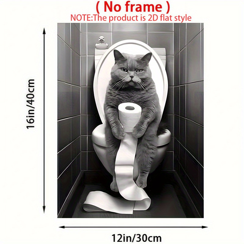 E-shop 1 Stück Leinwanddruck ohne Rahmen - British Shorthair Katzenhumor Kunst, Badezimmer Wanddeko, 12x16 Zoll Rustikaler Traditioneller