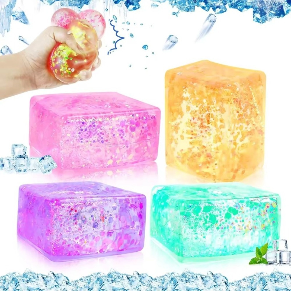 

4pcs Squeeze Fun Toys, Tofu-shaped Rubber Toys, Slow Aurora Maltose Design, And For 3-6