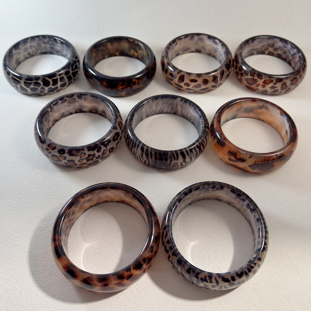 Retro Geometric Leopard Resin Bracelet, Unique Gift