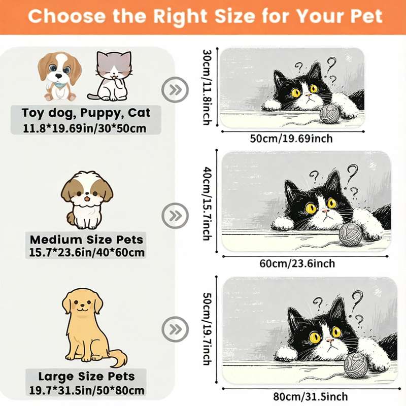 TEMU Tapete antideslizante para alimentación de gatos, 1 pieza, para todas las , a prueba de fugas y derrames, con diseño de , superficie lavable a