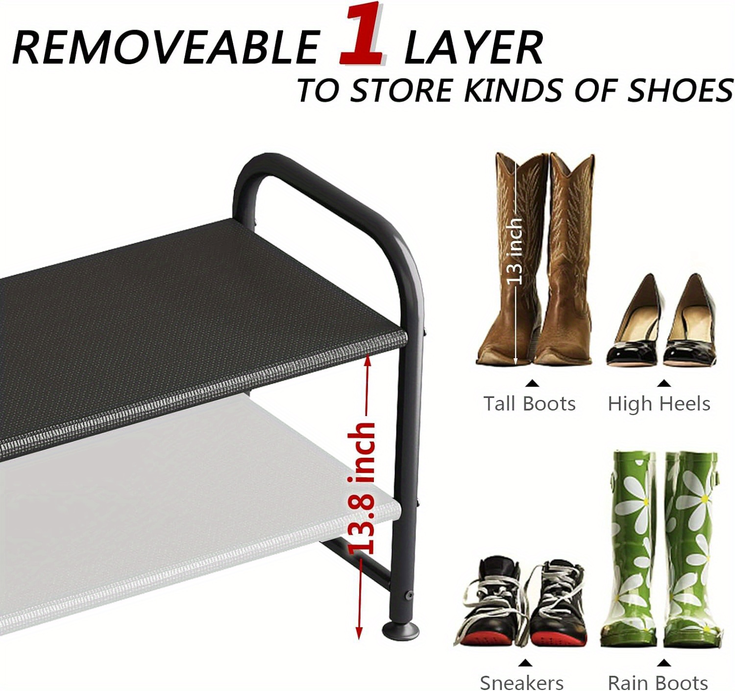 2 tier shoe rack shoe storage organizer stackable shoe rack suitable for small spaces at wardrobe entrances details 4