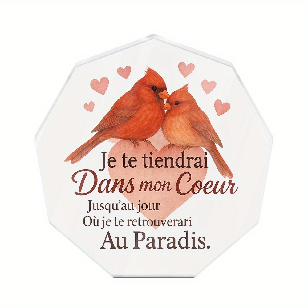 TEMU 2d Flat Putuo Decor 1pc French Shaped Acrylic Sign Table Decor, Je Te Tiendrai Dans , Desktop Decoration For Friend Family, Gift For Birthdays,