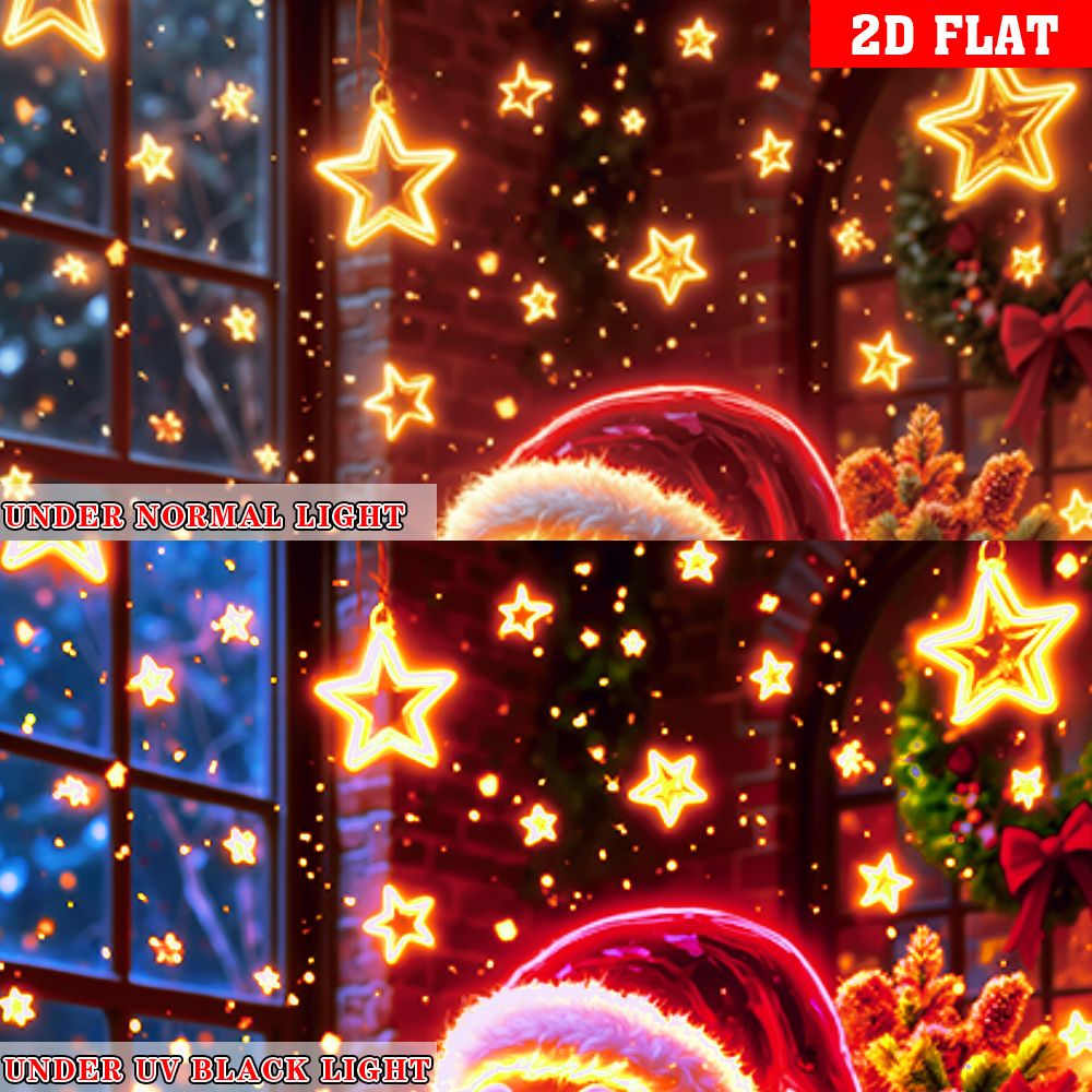 2D Plat, 1-delige Glow-in-the-Dark Kerst Deurbanner met Kerstman - UV-geactiveerde Zelfverlichtende Decoratie, 2D Plat Ontwerp voor Binnen/Buiten Vakantiedecoratie, Winterfeest & Huis Wanddecoratie, Kerstversiering, Feestelijke Wanddecoratie