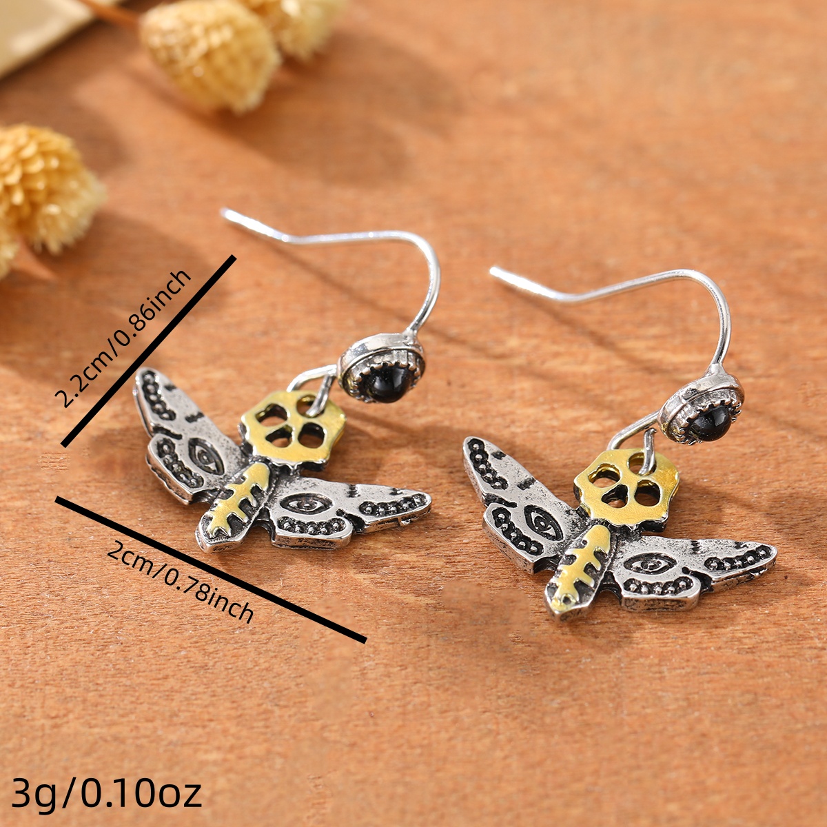 Niche Punk-Style Vintage Skull Butterfly Earrings for Women