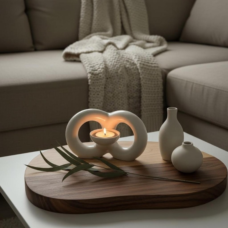 Creative Möbius Strip Ceramic Candle Holder, Modern Abstract Art Candlestick Holder Set, Table Centerpiece Taper Candle Holder, European Romantic Candle Holder, Suitable for Home Decor, Wedding, Dining Room, Party, Mantel, TV Stand, Kitchen, Etc